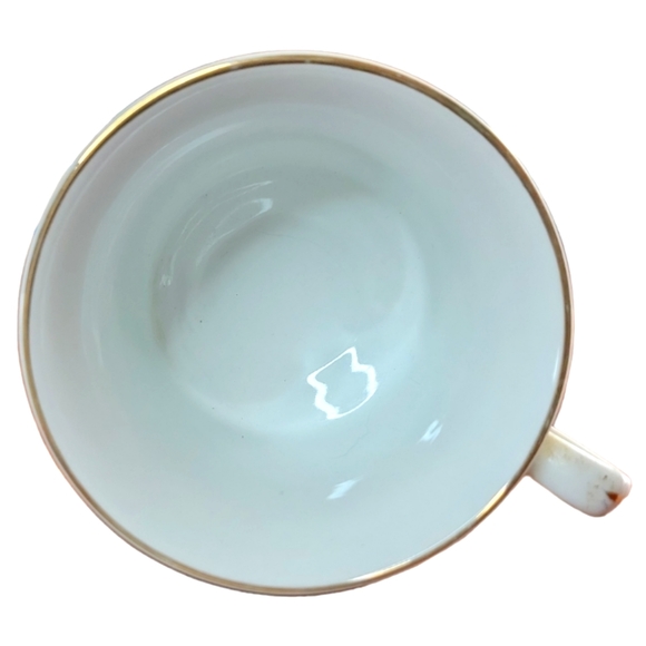 1 Vtg 90s Footed Cup Saucer Fairfield Fine China Poinsettia & Ribbons Gold Trim - Picture 6 of 8